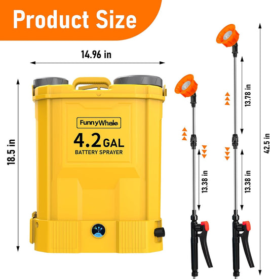 Battery Powered Backpack Sprayer Compatible with DeWalt 20V MAX Battery(No Battery) Electric Graden Sprayer,4 Gallon,100 PSI for Weeding, Spraying & Cleaning, 5 Nozzles