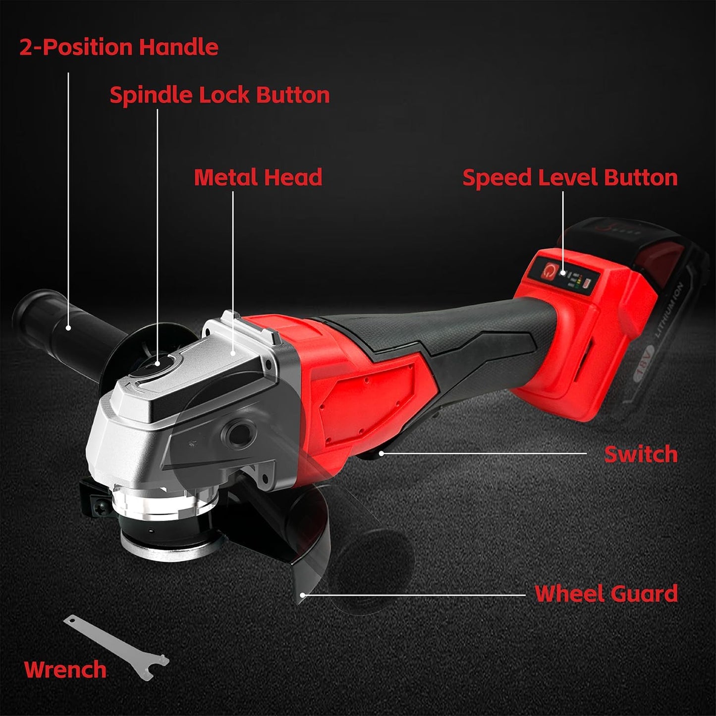 Angle Grinder Compatible with Milwaukee 18V Max Battery,Cordless Grinder,4-1/2" Blades Brushless Grinder for Cutting, Griding & Polishing,Battery Powered Angle Grinder(10000RPM,NO Battery & Wheels)