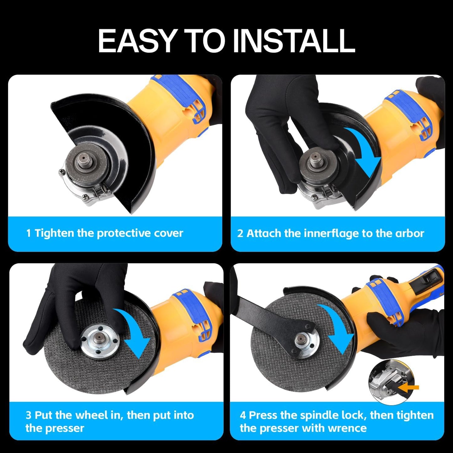 Cordless Angle Grinder Compatible with Dewalt 20V Max Battery(NO Battery) Brushless 4-1/2 Angle Grinder for Cutting. Griding. Polishing(10000RPM) (NO Wheels)