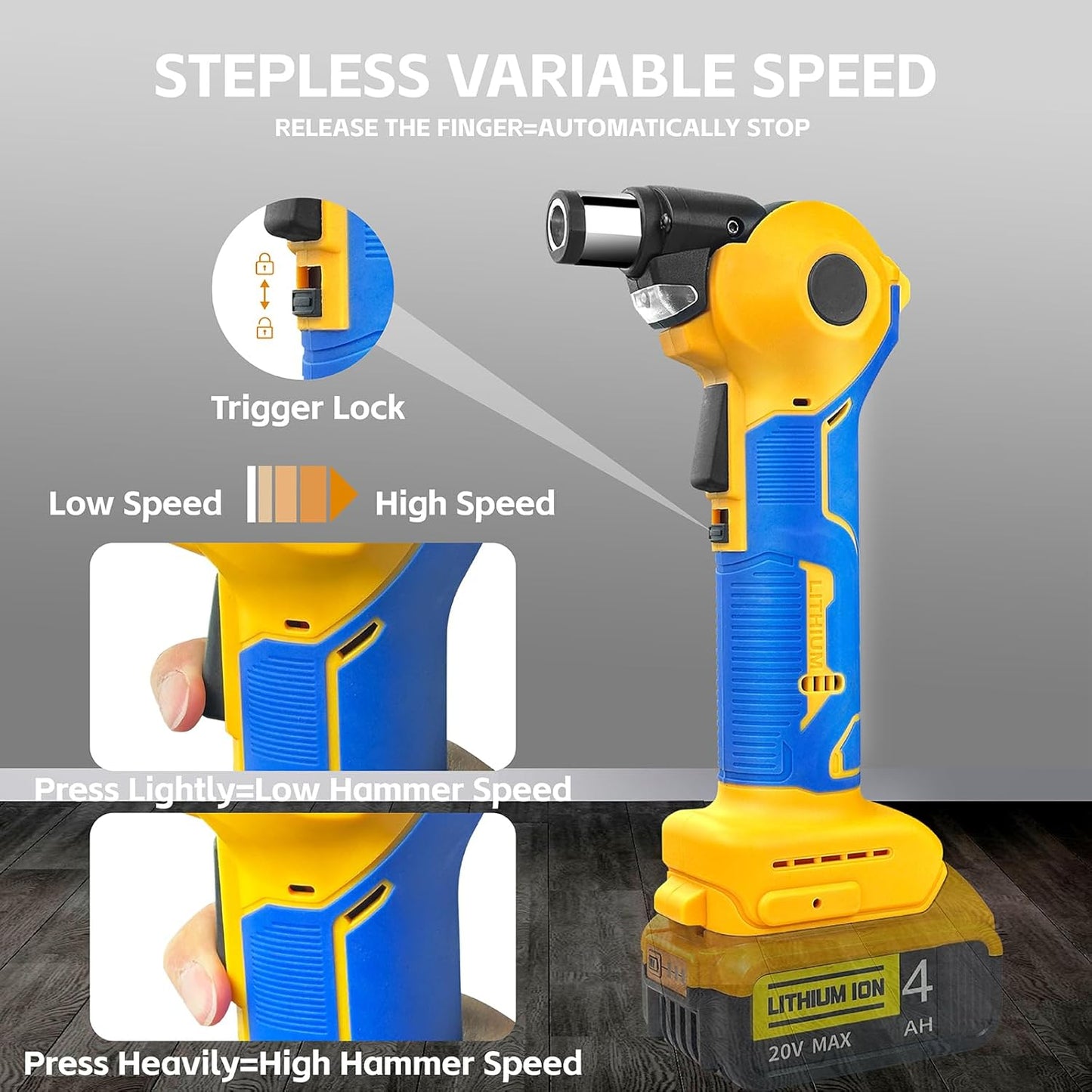 Cordless Palm Nailer,Dewalt 20V Max Battery Compatible(NO Battery), Auto Hammer with Magnetic Collet Brushless 14000 RPM,0-90°Adjustable,Cordless Power Nailer for Joist Hangers, Tight Spaces