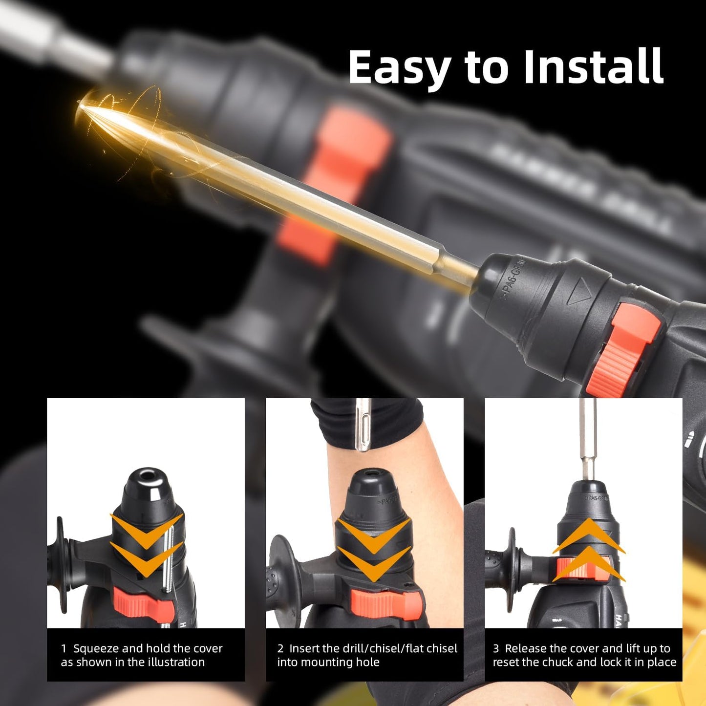 20V SDS-Plus Cordless Rotary Hammer Drill Compatible with Dewalt Battery(NO Battery), Brushless Motor,Safety Clutch,1200RPM,4 Functions with 5 Drills and Carrying Case for Concrete/Masonry/Wood/Metal