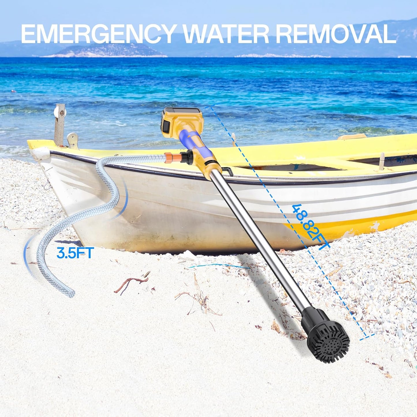 Cordless Stick Water Transfer Pump Compatible with Dewalt 20V MAX Battery(NO Battery)720GPH.32FT Head. Portable Utility Sump Pump Kit with 3/4 Outlet for Pool/Garden/Pond/RV/Boat Draining