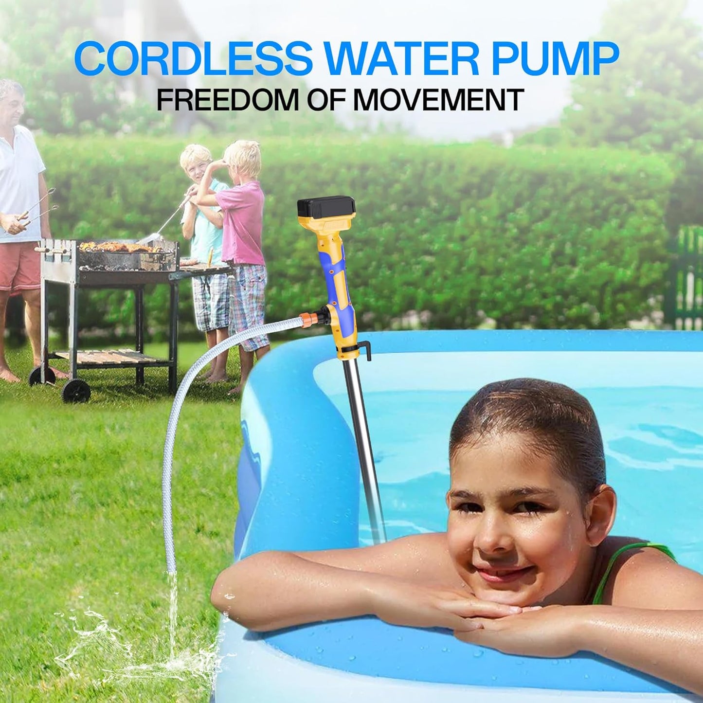 Cordless Stick Water Transfer Pump Compatible with Dewalt 20V MAX Battery(NO Battery)720GPH.32FT Head. Portable Utility Sump Pump Kit with 3/4 Outlet for Pool/Garden/Pond/RV/Boat Draining