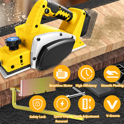Cordless Brushless Handheld Planer Compatible with Dewalt 20V MAX Battery, 3-1/4″, 15000 RPM, Power Planer Tool Only (No Battery), Electric Wood Planer for Woodworking, Carpenter and Home DIY