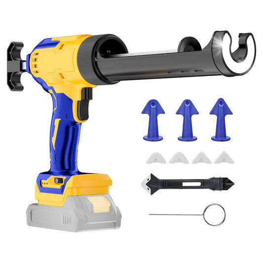 Cordless Electric Caulking Gun Compatible with DeWalt 20V Max Battery(NO BATTERY), 310ml/10oz Caulk tubes, LED Light, Auto Retract, 6 Speed Caulk Gun No Drip for Filling, Sealing, Repairing