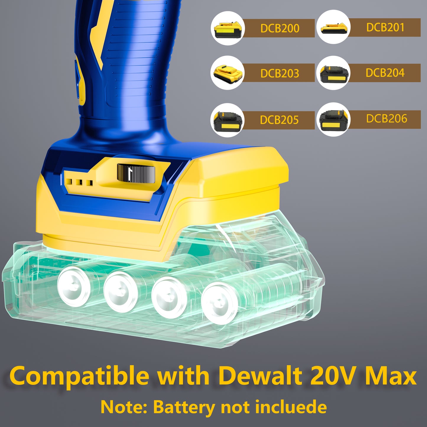 Cordless Electric Caulking Gun Compatible with DeWalt 20V Max Battery(NO BATTERY), 310ml/10oz Caulk tubes, LED Light, Auto Retract, 6 Speed Caulk Gun No Drip for Filling, Sealing, Repairing