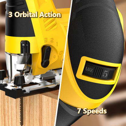 Cordless Brushless Jig Saw Compatible with Dewalt 20V MAX Battery(No Battery), 7 Speeds, 2900RPM, LED, 45° Bevel Cuts, 3 Orbital Action, with Jigsaw Blades for Straight, Curve, Circle Cutting
