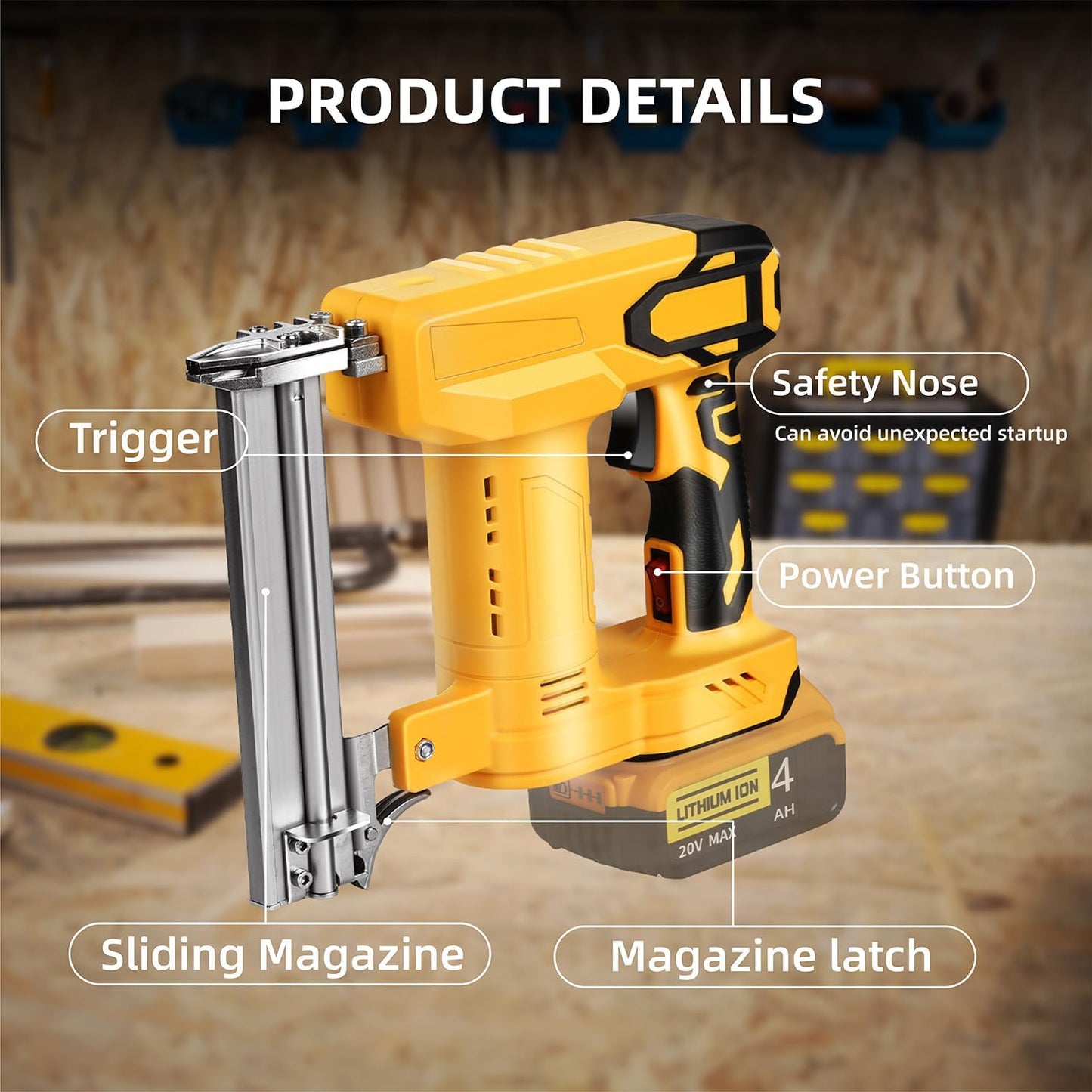 18 Gauge Brad Nailer/Narrow Crown Stapler Compatible with Dewalt 20V MAX Battery(NO Battery) 2 in 1 Cordless Nail Gun with 1000 Nails and 1000 Staples for Home Improvement. DIY and Woodworking