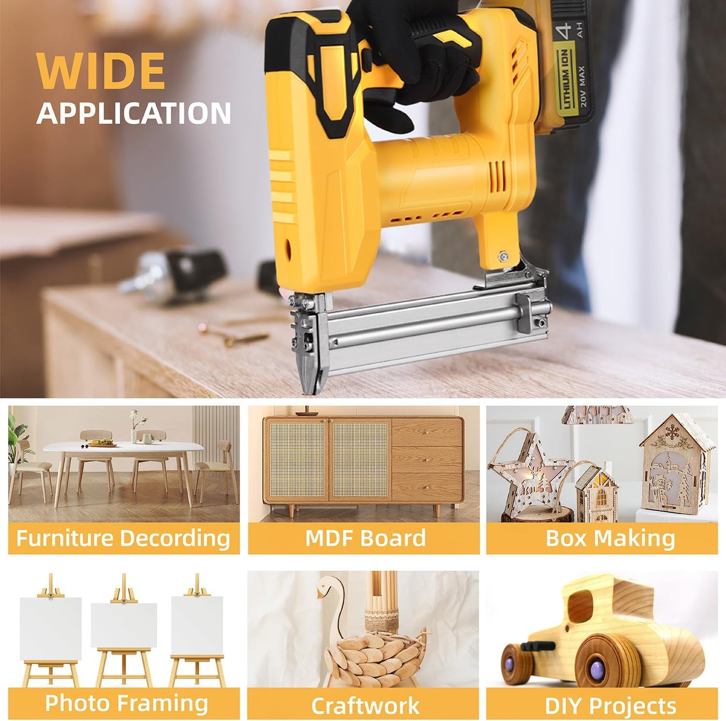 18 Gauge Brad Nailer/Narrow Crown Stapler Compatible with Dewalt 20V MAX Battery(NO Battery) 2 in 1 Cordless Nail Gun with 1000 Nails and 1000 Staples for Home Improvement. DIY and Woodworking