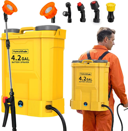 Battery Powered Backpack Sprayer Compatible with DeWalt 20V MAX Battery(No Battery) Electric Graden Sprayer,4 Gallon,100 PSI for Weeding, Spraying & Cleaning, 5 Nozzles