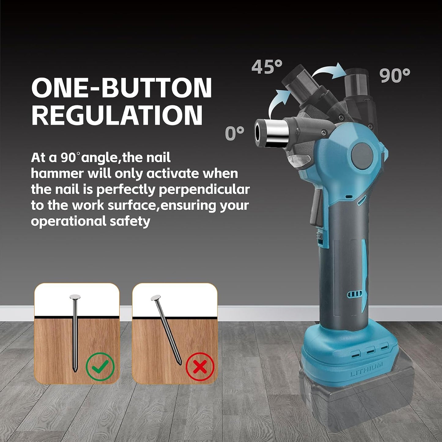 Palm Nailer Compatible with Makita 18V Battery(NO Battery) Auto Hammer with Magnetic Collet Brushless 14000 RPM,0-90°Adjustable,Power Framing Nailer for Joist Hangers, Tight Spaces
