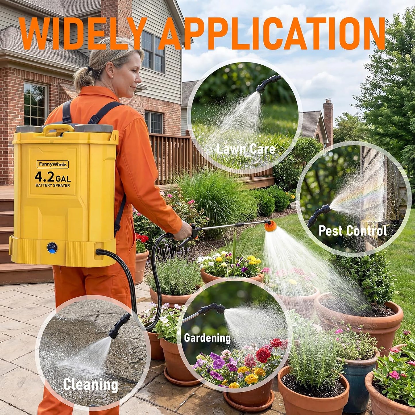 Battery Powered Backpack Sprayer Compatible with DeWalt 20V MAX Battery(No Battery) Electric Graden Sprayer,4 Gallon,100 PSI for Weeding, Spraying & Cleaning, 5 Nozzles