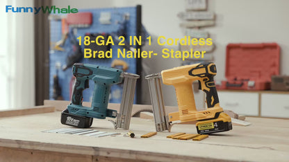 18 Gauge Brad Nailer/Narrow Crown Stapler Compatible with Dewalt 20V MAX Battery(NO Battery) 2 in 1 Cordless Nail Gun with 1000 Nails and 1000 Staples for Home Improvement. DIY and Woodworking